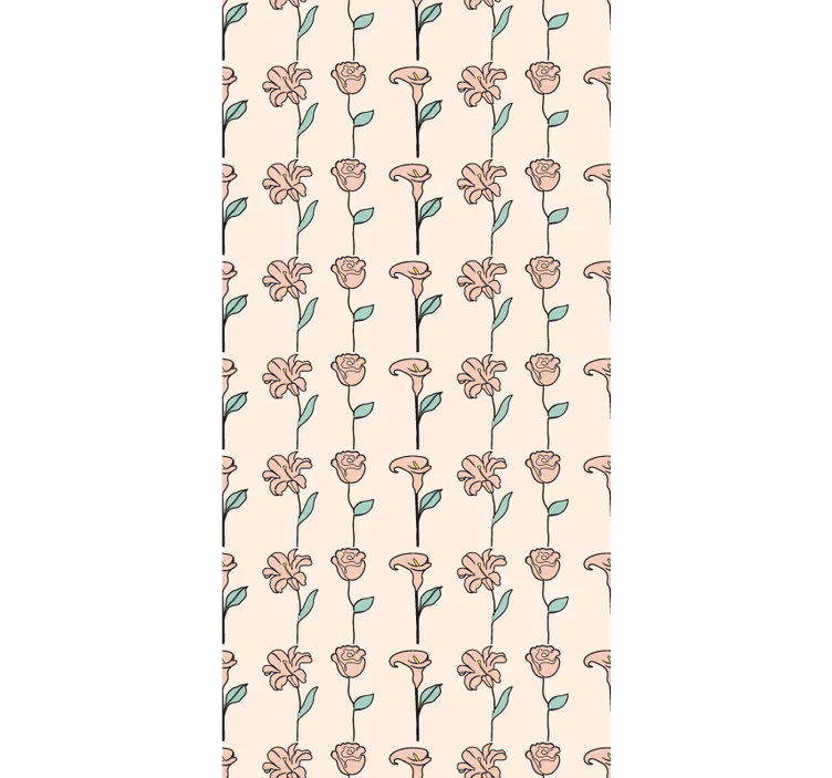 Tapet blommig originaldesign minimalistiska blommor - Tenstickers
