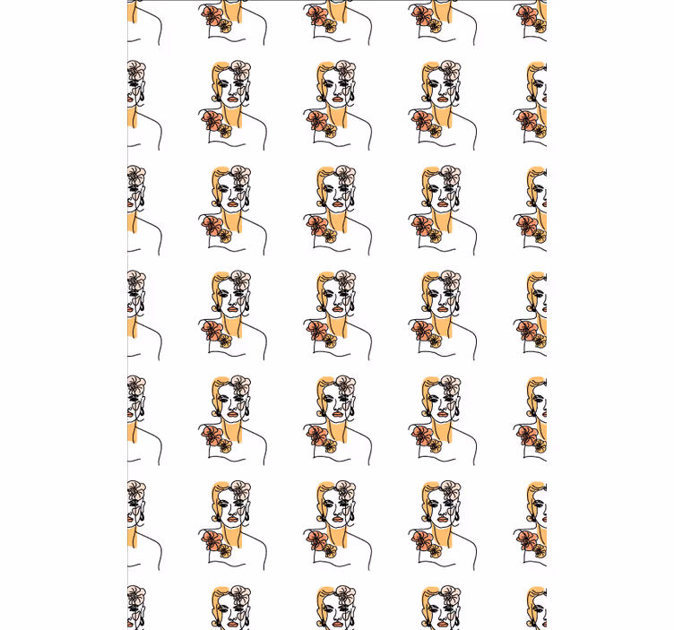 Tapet blommig minimalistisk ansikte med orkidéer - Tenstickers