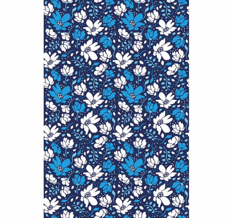 Tapet blommig vita prästkragar på blå bakgrund - Tenstickers