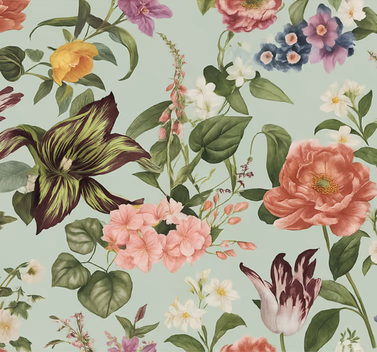 Färgglad vårblomma tapet sovrum - Tenstickers