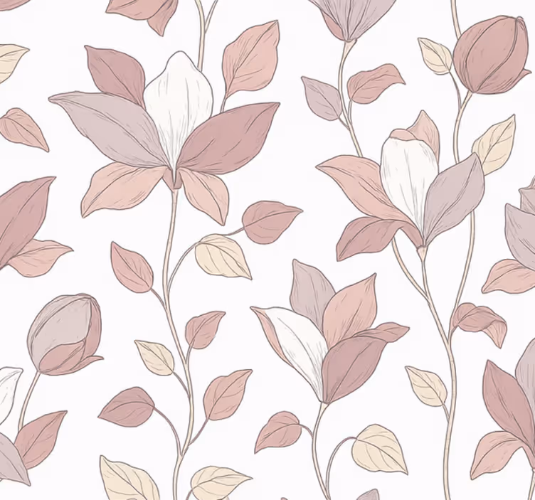 Tapet sovrum rosa blommor - Tenstickers