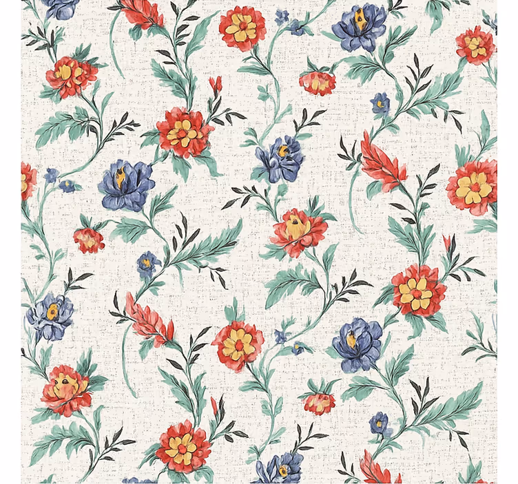 Tapet sovrum retro blommor design - Tenstickers