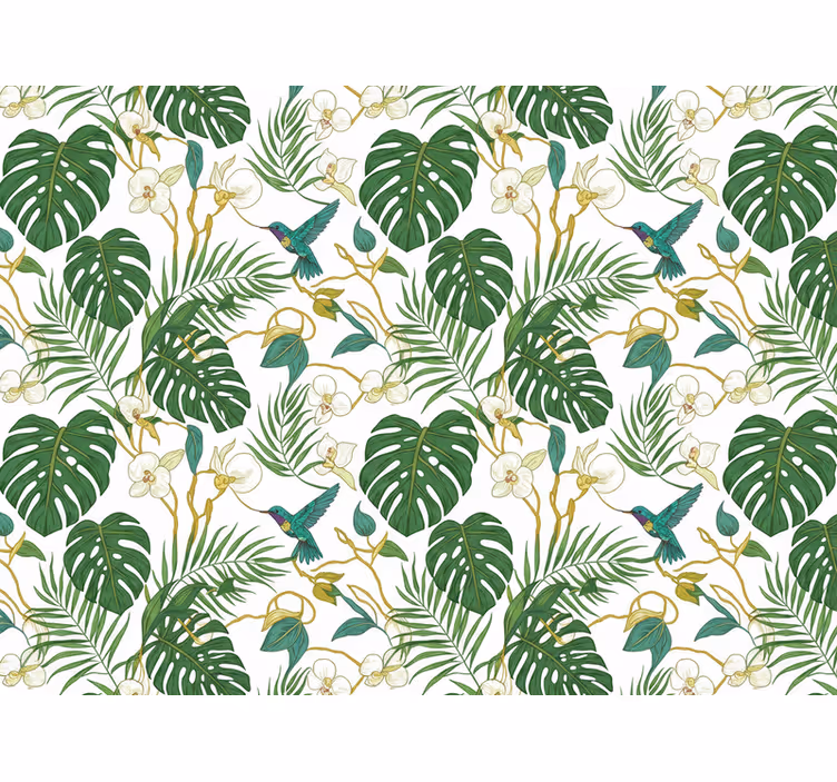 Tapet blad smaragd botanisk trädgård - Tenstickers