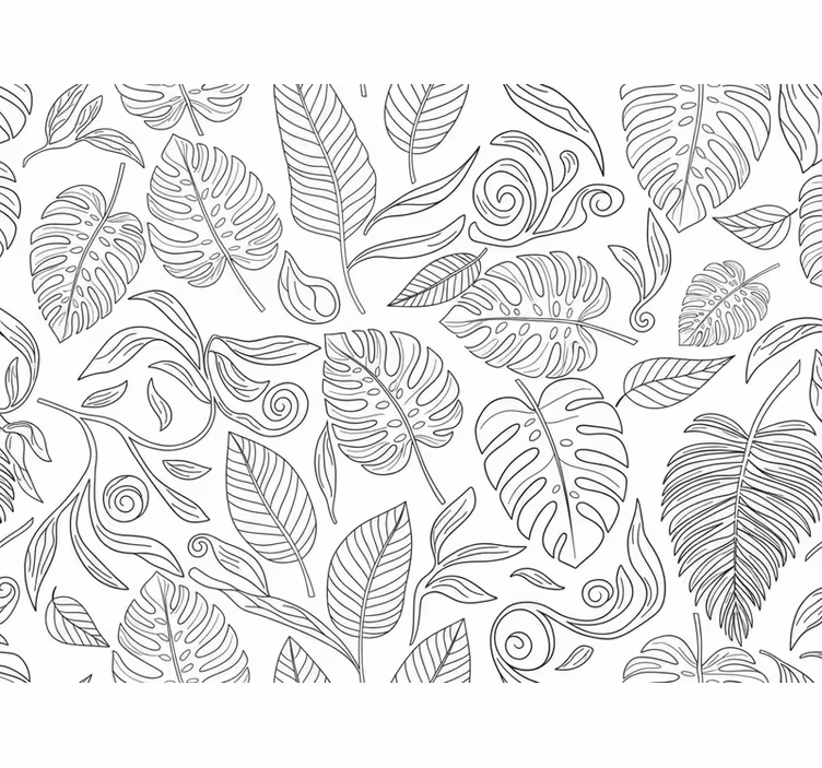 Modern tapet botanisk svart och vit - Tenstickers