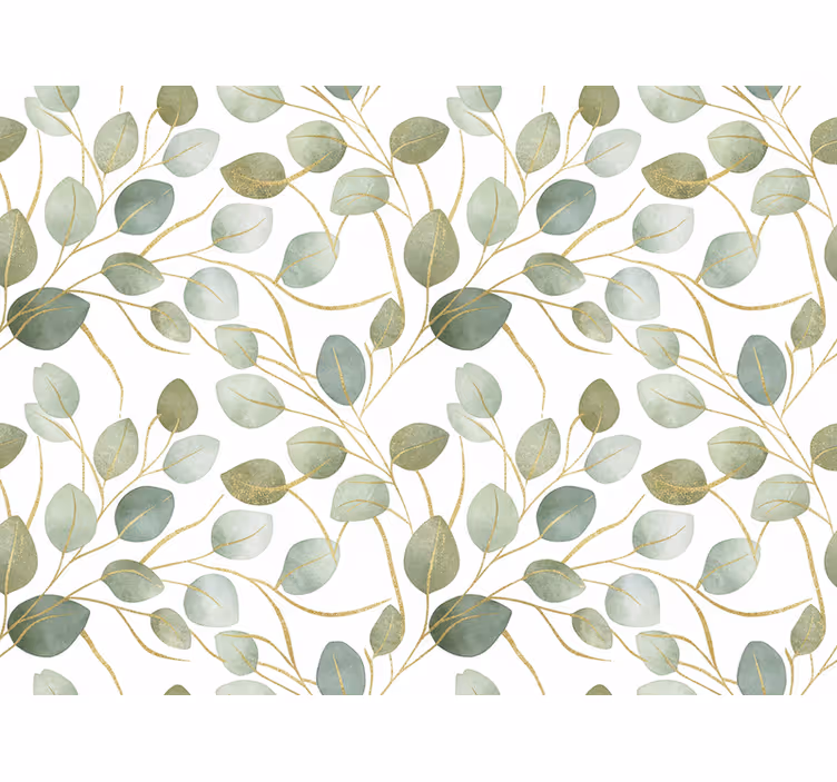 Tapet blad eukalyptus guldskimmer - Tenstickers