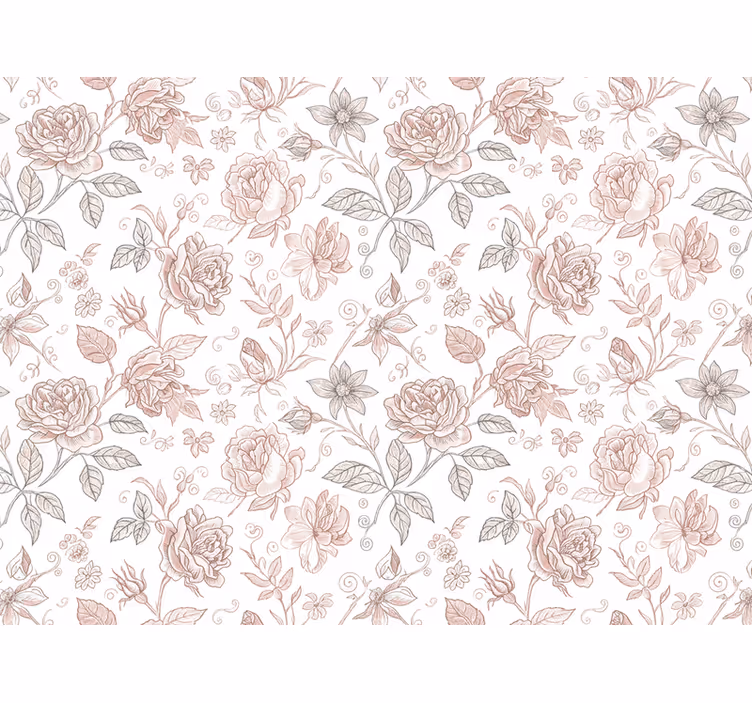 Tapet blommor vintage ros skiss - Tenstickers