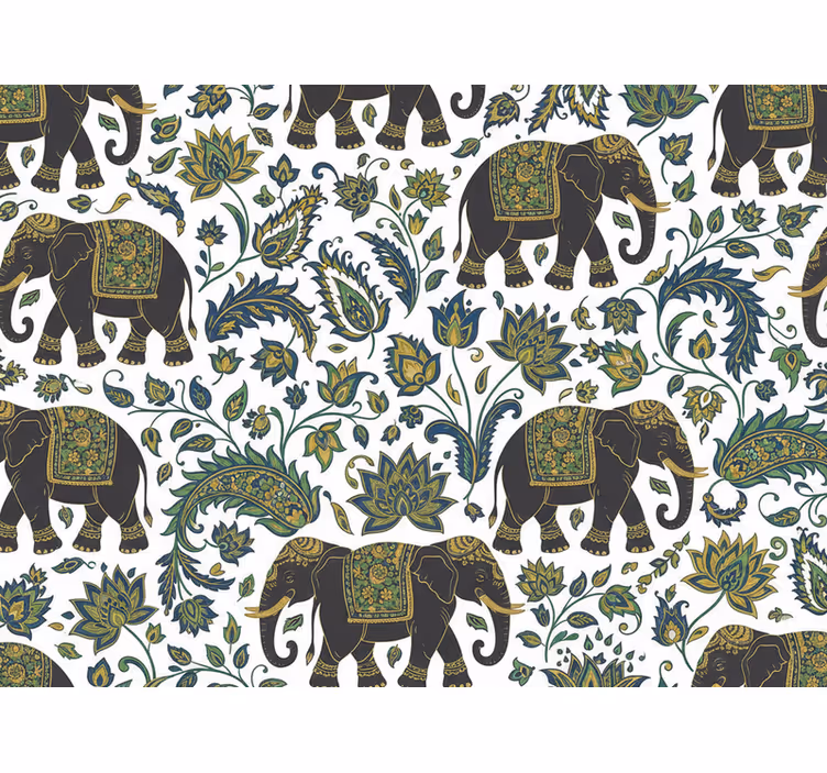 Elefant tapet realistiskt elefantmönster - Tenstickers