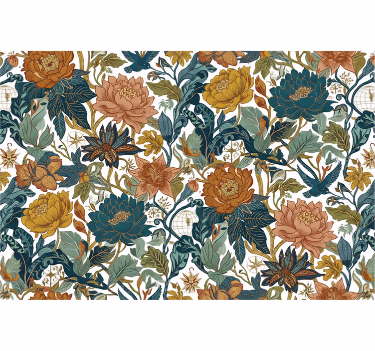 Tapet blommor väggar i resestil - Tenstickers