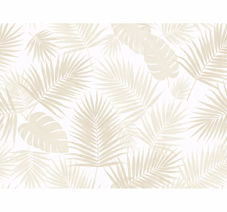 Tapet blommor palmblad i kräm - Tenstickers