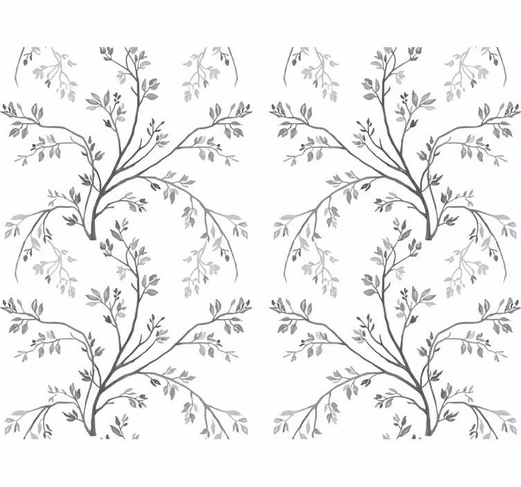 Tapet blommor grå mjuka grenar - Tenstickers