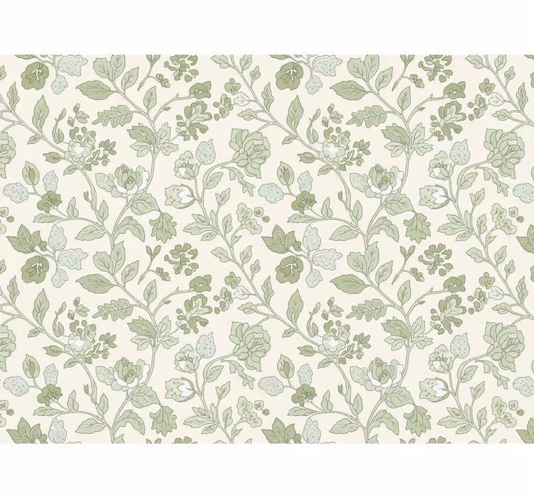 Tapet stenar krämgrön blommig - Tenstickers