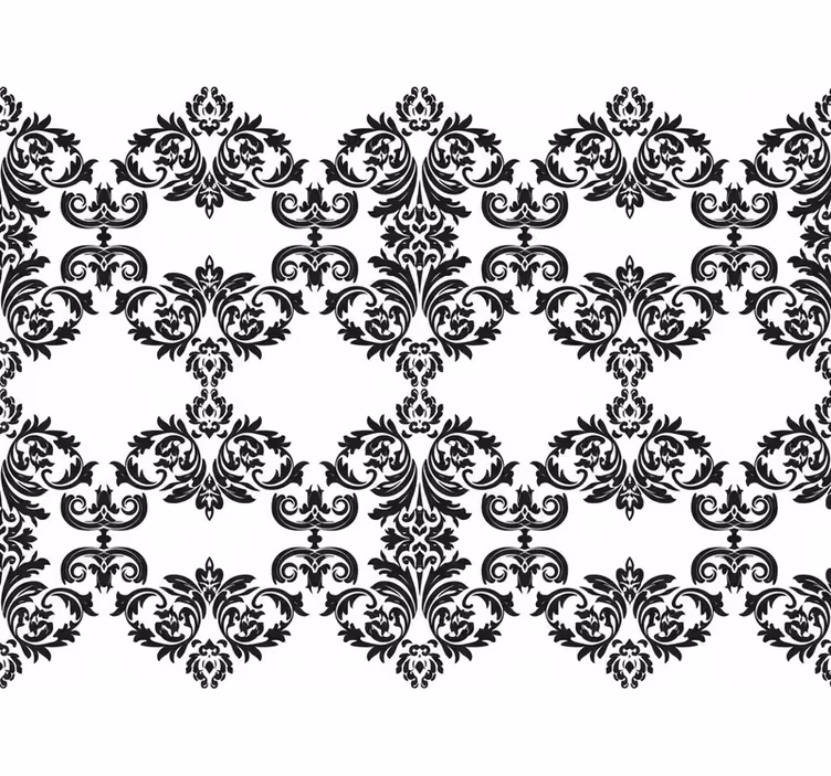Barock tapet svart damaskblommönster - Tenstickers