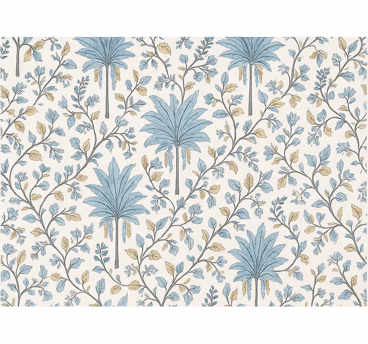 Tapet träd dämpad teal botanisk palm - Tenstickers