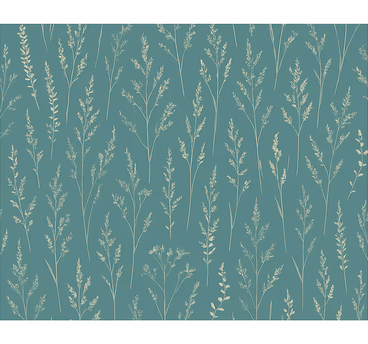 Tapet blommor dämpad teal vild äng - Tenstickers