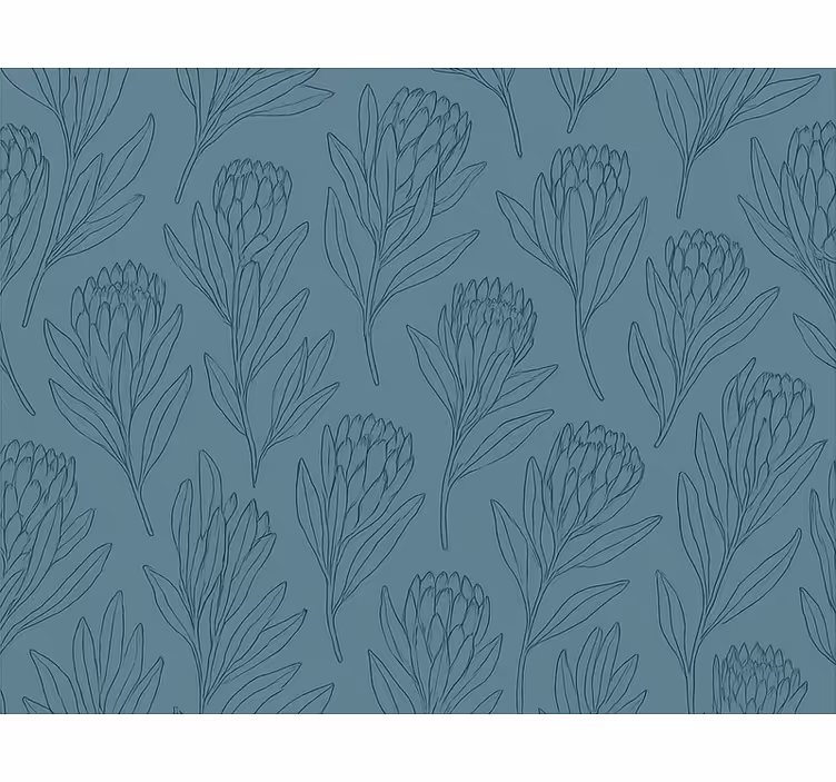 Tapet blommor i dämpad teal stiliserade blommor - Tenstickers