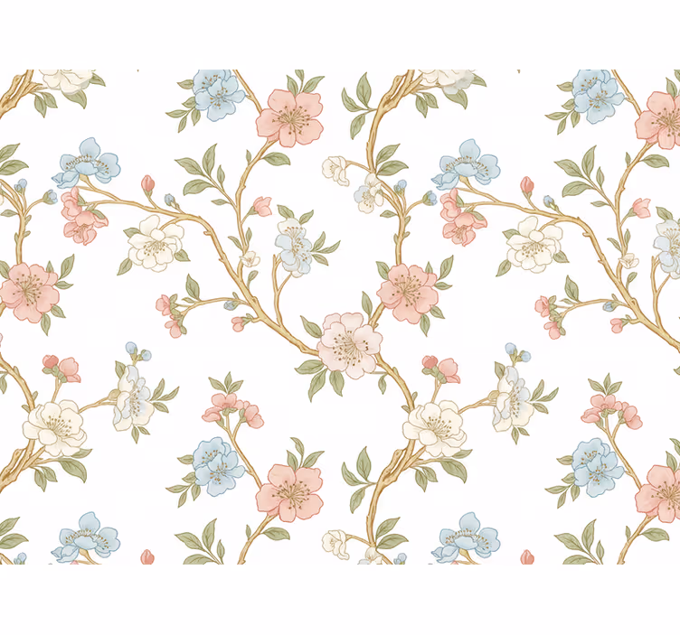 Tapet blommor i blomstrande grenar stil - Tenstickers