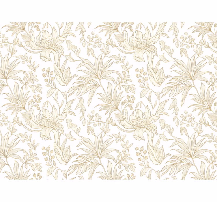 Tapet blad blommig beige djungelmönster - Tenstickers