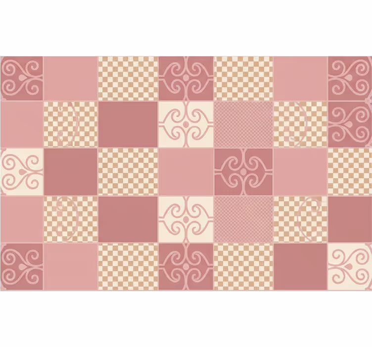 Geometriska tapeter vintage rutigt mönster rosa - Tenstickers
