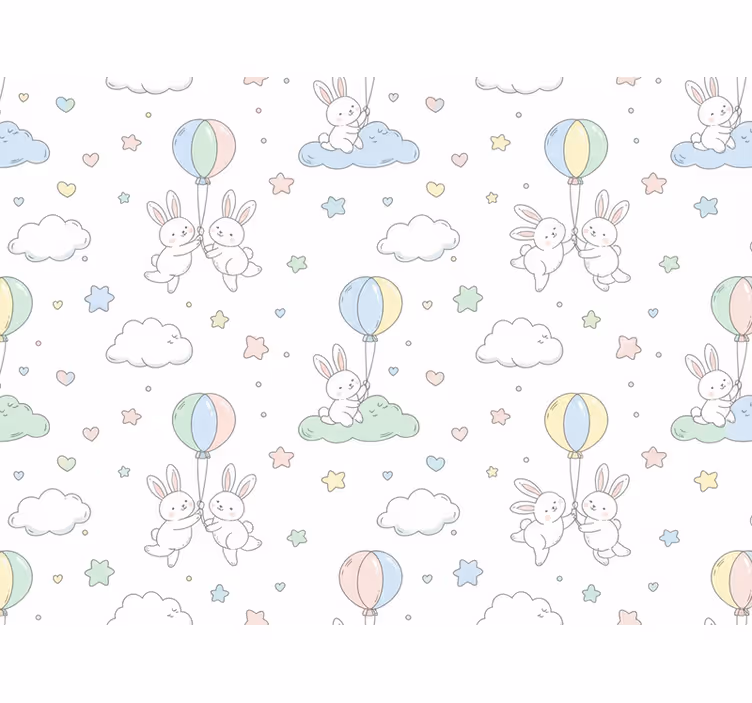 Barn tapet med kaniner och ballonger - Tenstickers