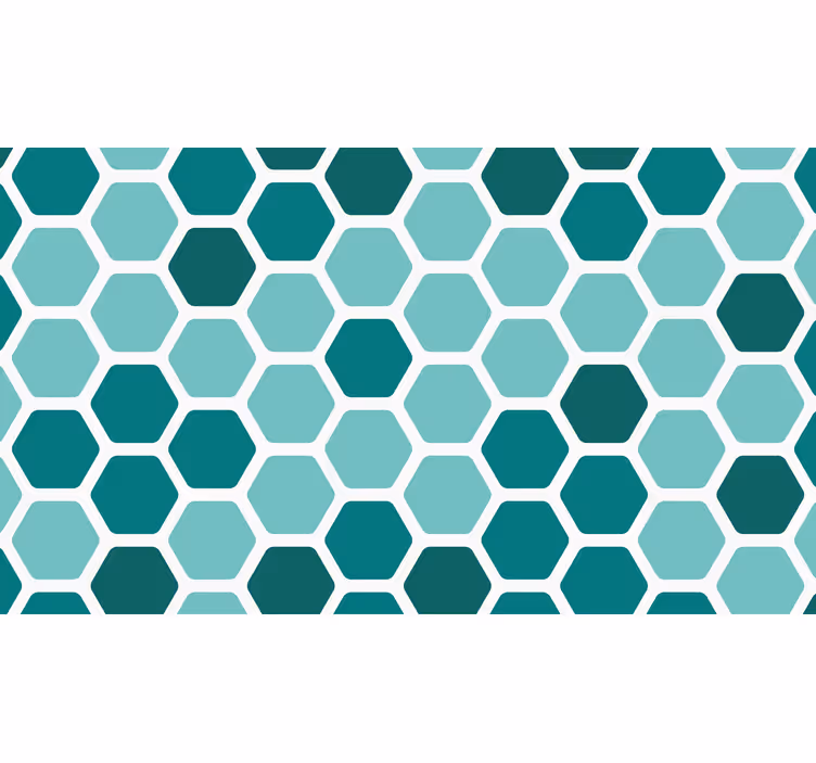 Blå tapet med turkosa hexagoner mönster - Tenstickers