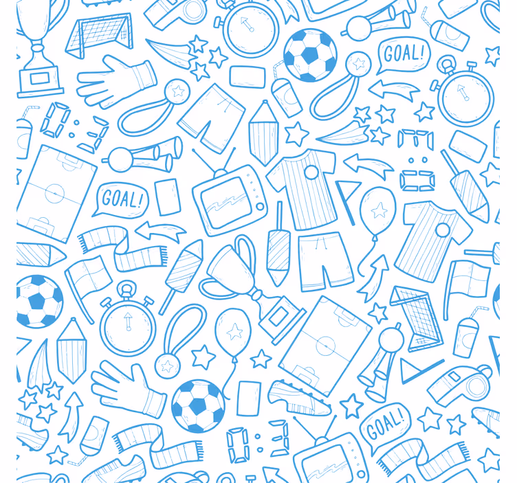 Blå tapet fotbollsspel doodle set illustration - Tenstickers