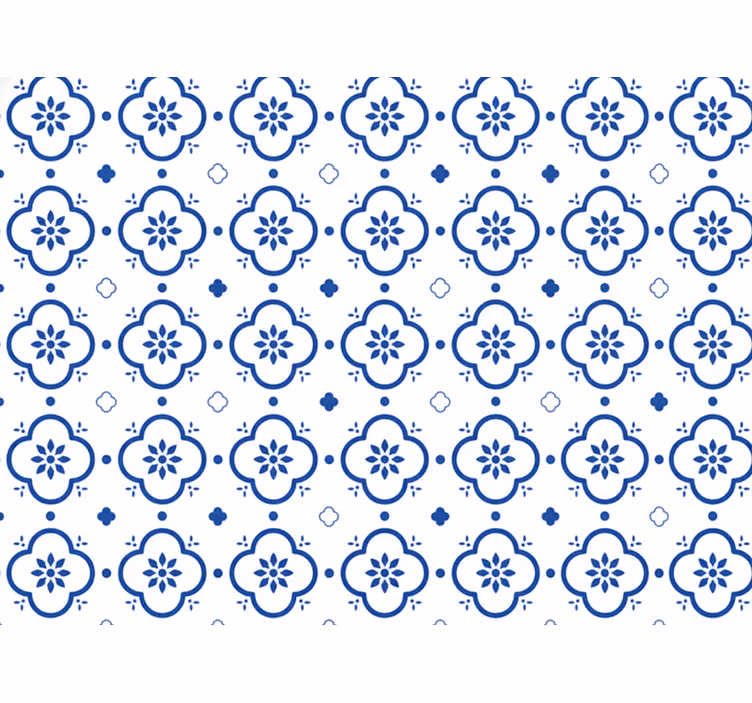 Vit tapet med blåa kakelplattor - Tenstickers
