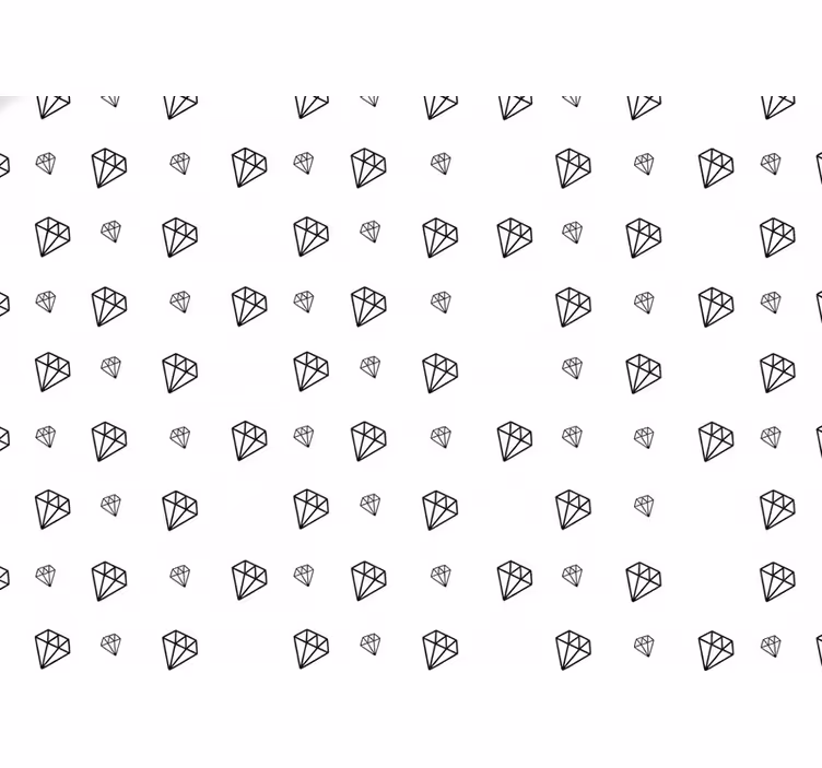 Vit tapet med svart diamantmönster - Tenstickers