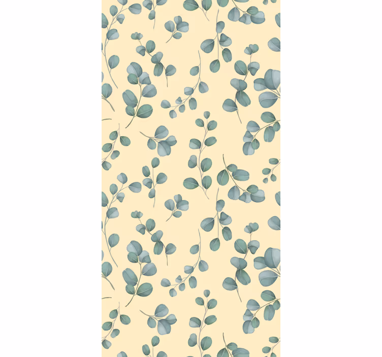 Beige tapet med mönster av eukalyptusblad - Tenstickers