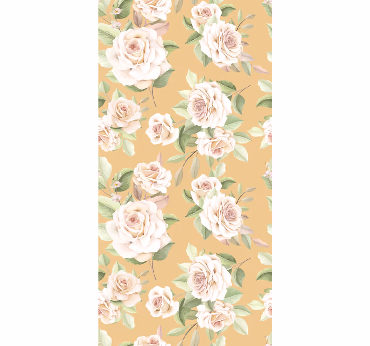 Beige tapet med fransk provensalsk rosor mønster - Tenstickers