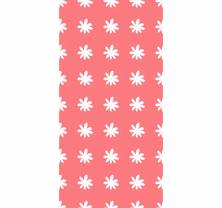 Röd tapet mönster dekorerade med prästkragar på rosa - Tenstickers