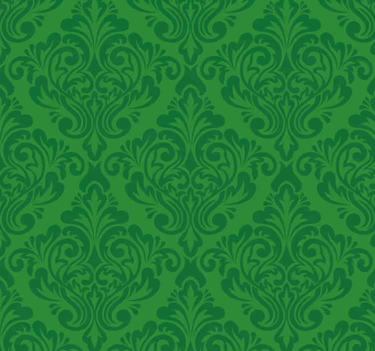 Grön tapet med blommig damask - Tenstickers