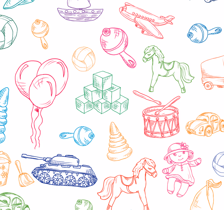 Barn tapet med leksaker - Tenstickers