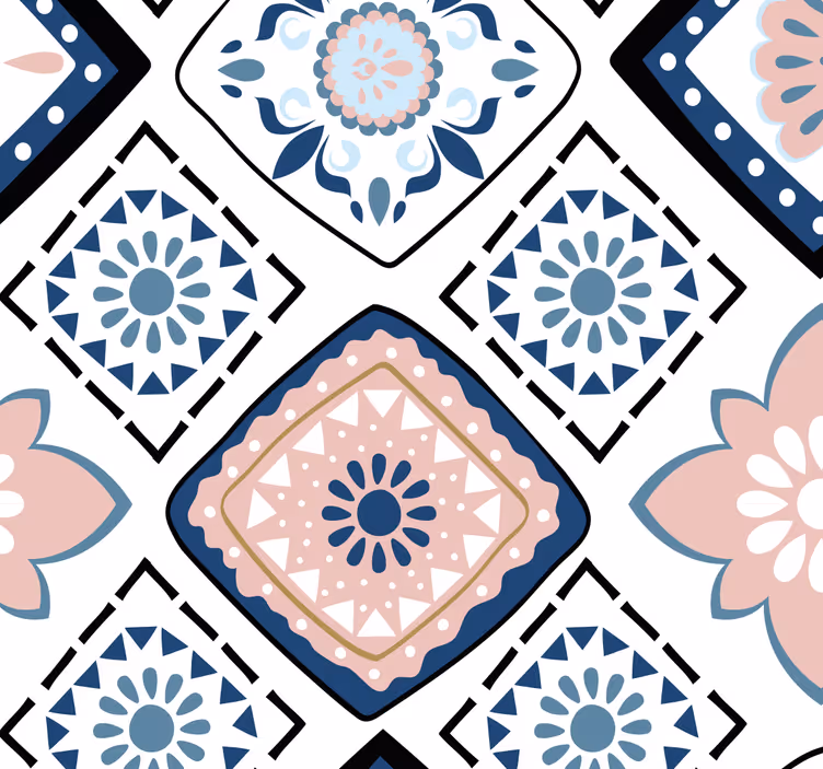 Tapeter rosa och ljusblå blommor - Tenstickers