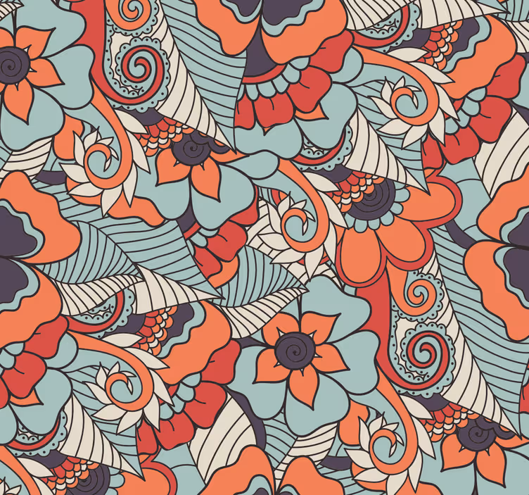 Vardagsrum tapeter blommig paisley - Tenstickers