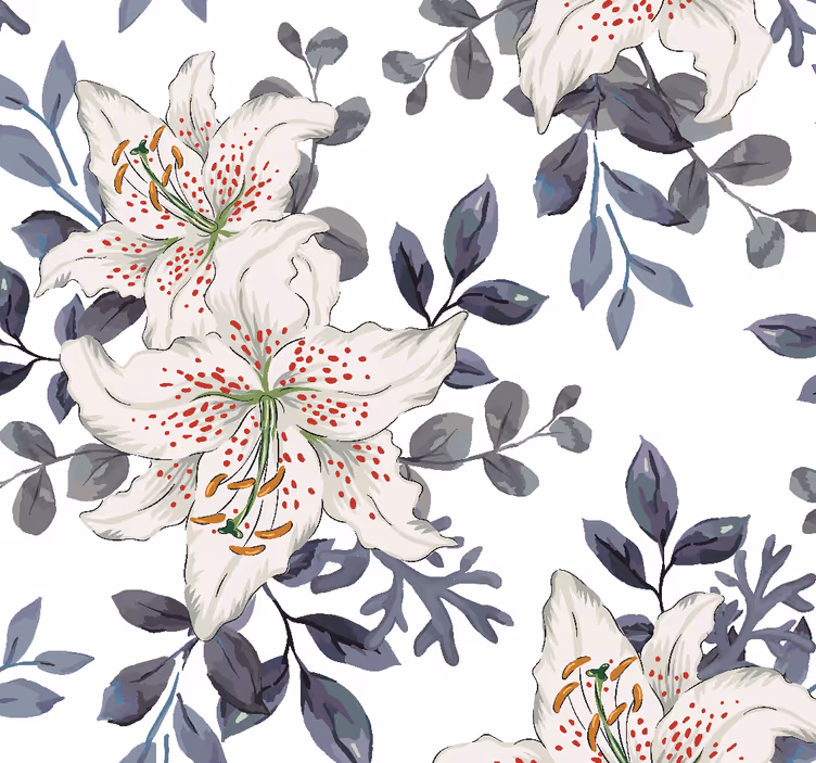 Rödprickiga liljor blommatapet - Tenstickers