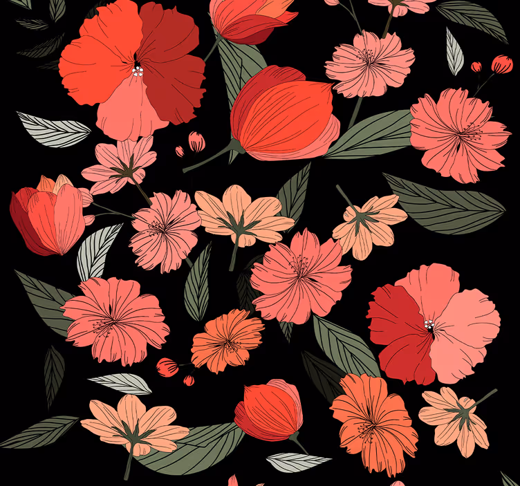 Rosa tulpaner blommatapet - Tenstickers