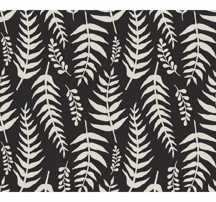 Svart ferns blommatapet - Tenstickers