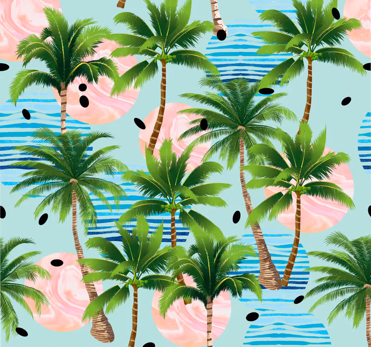 Palmer och vågor natur tapeter - Tenstickers