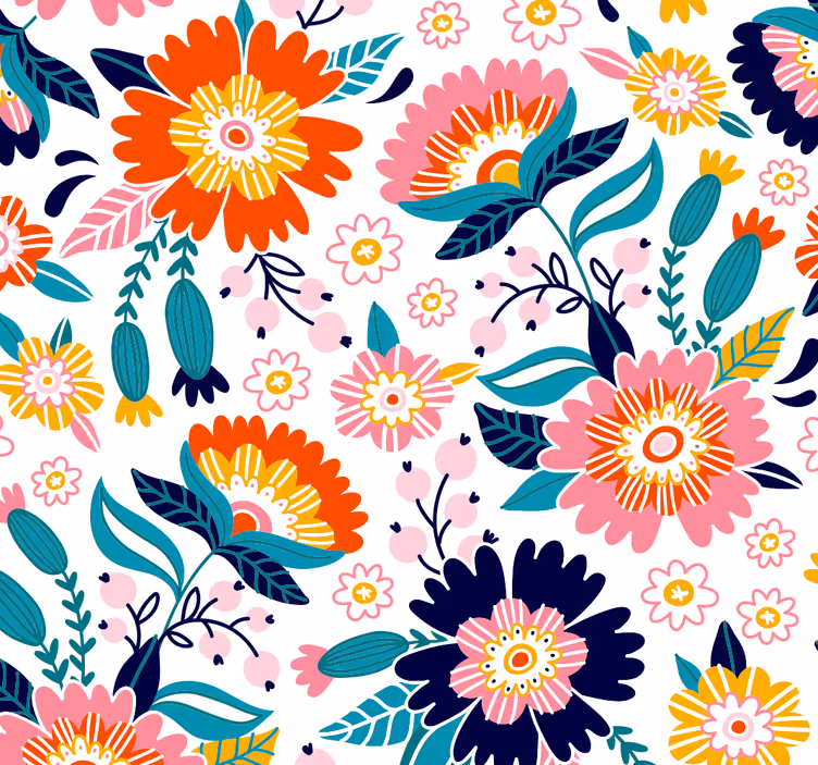Romantiska blommor prydnads tapeter - Tenstickers
