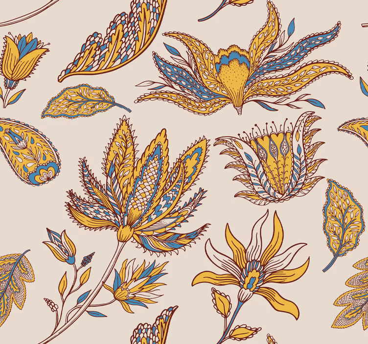 Paisley blomma set dekorativa tapeter - Tenstickers
