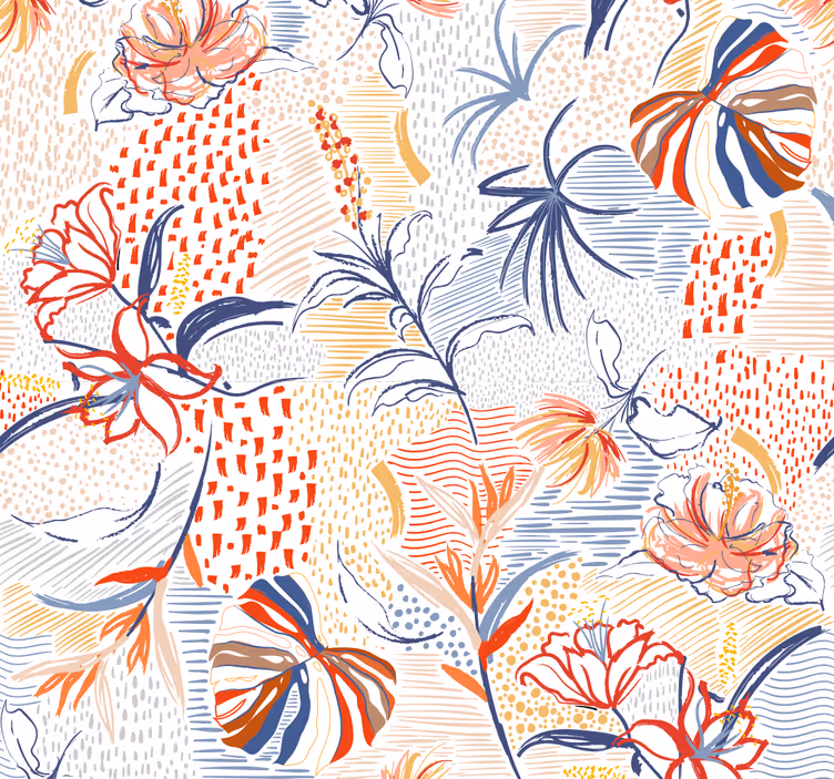 Blommig elegansdesign tapet matsal - Tenstickers