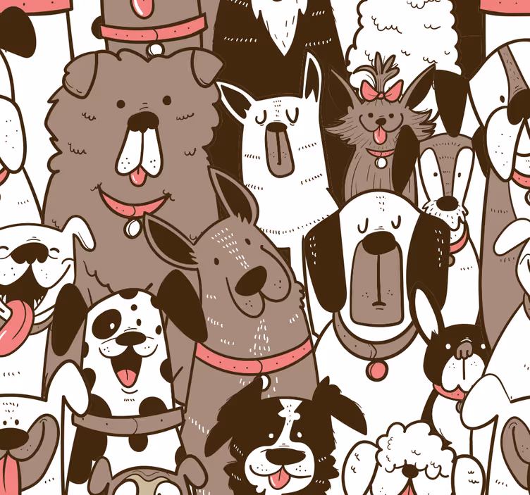 Hund ansikten vardagsrum tapet - Tenstickers