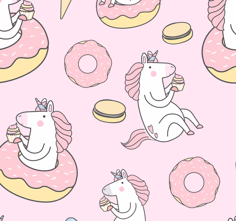 Tapet rosa unicorn barn tapeter - Tenstickers