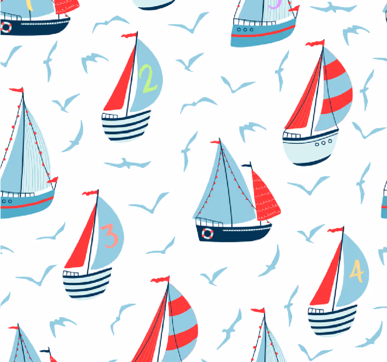 Båtar på havet barnens tapeter - Tenstickers