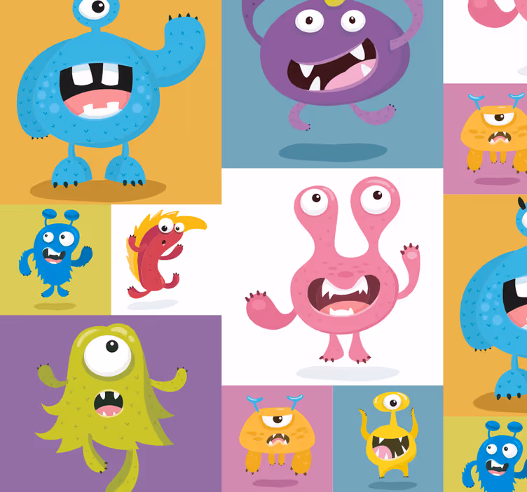 Vänliga monster barn tapeter - Tenstickers