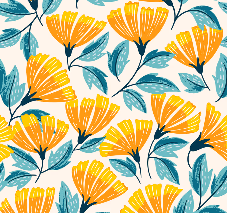 Sovrum orange blommor tapet - Tenstickers