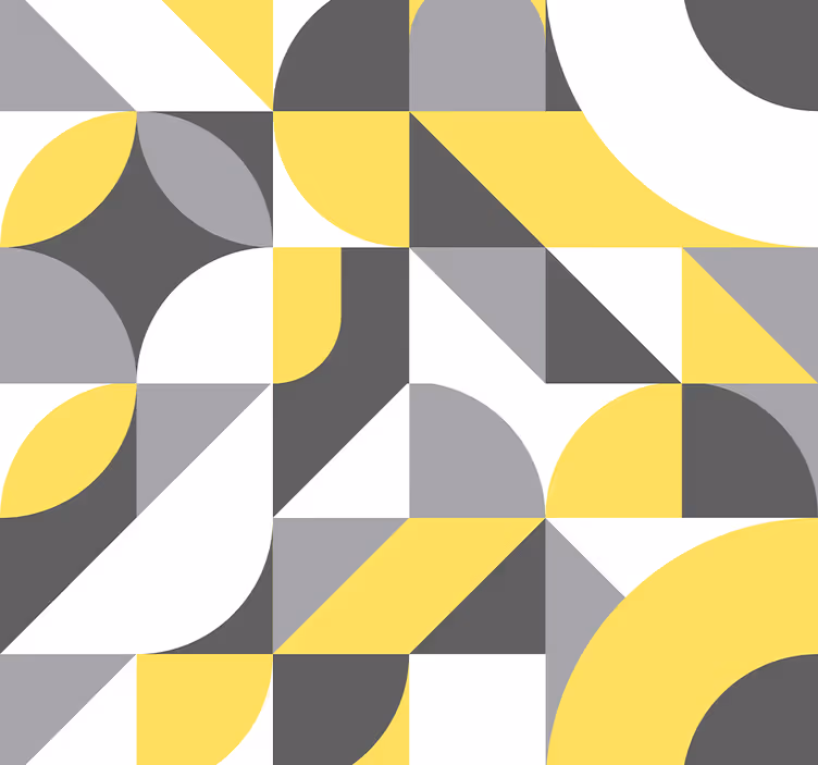 Geometrisk grå och gul abstrakt tapet - Tenstickers