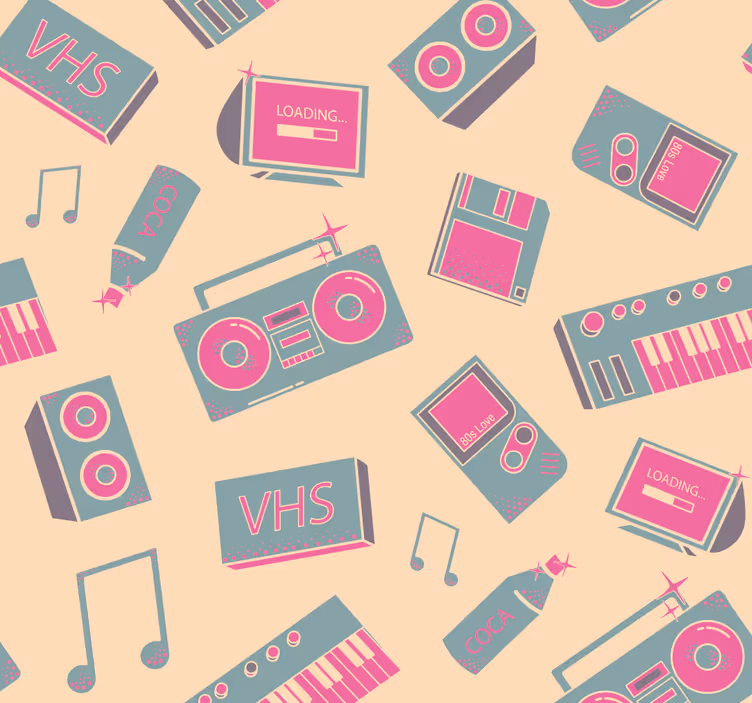 Mångfärgade affischer vintage tapet - Tenstickers