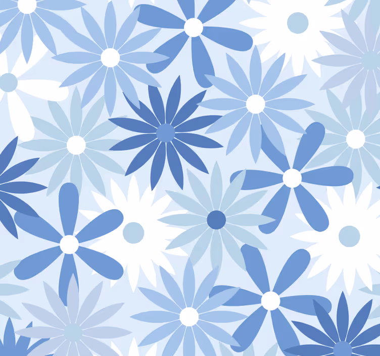 Vintage blå toner blommor blomma tapet - Tenstickers