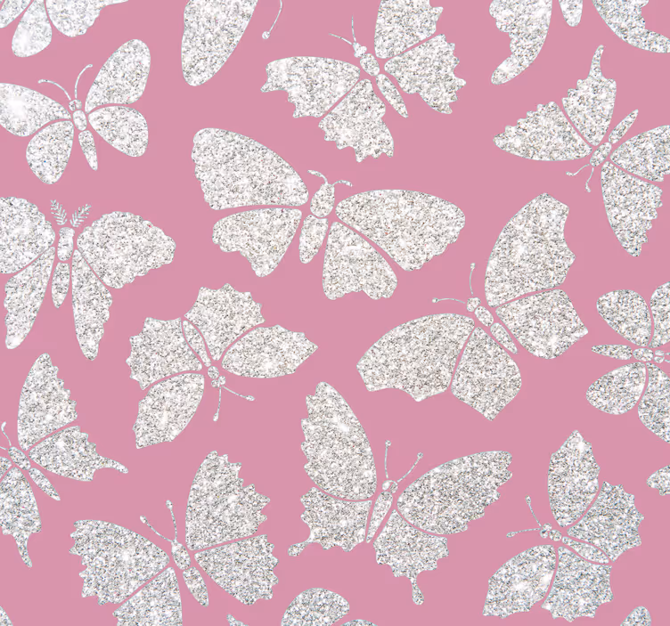 Silverfjärilar på rosa bakgrundsbild - Tenstickers